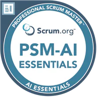 Professional Scrum Master - AI Essentials credential artwork
