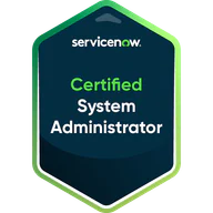 ServiceNow Certified System Administrator credential artwork
